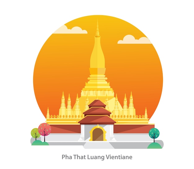 Pha That Luang, ponto turístico do Laos, ilustração vetorial