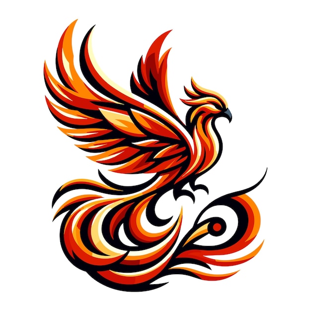 Phoenix flying fire bird resumo ilustração vetorial do design do logotipo