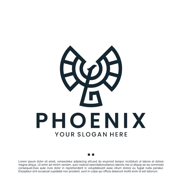 Phoenix, pássaro, mitologia, modelo de design de logotipo