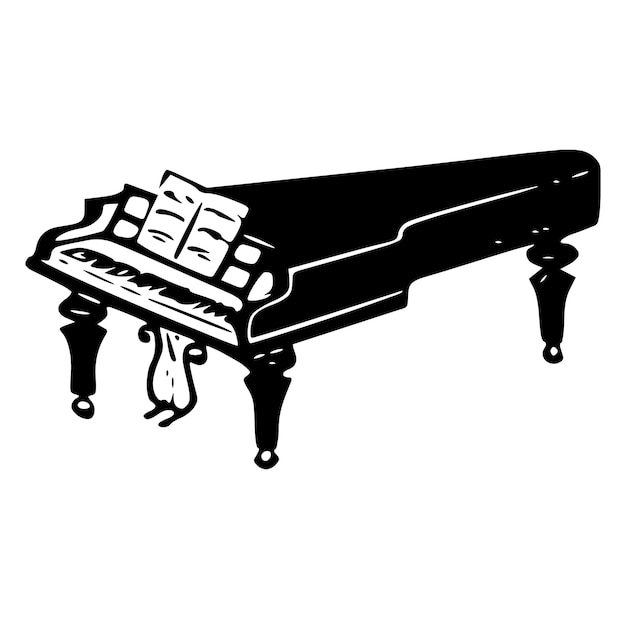 Vetor piano tocar música arte vetor design preto e branco