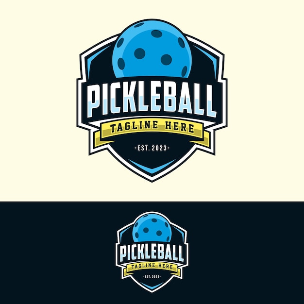 Pickleball logo emblema emblema esportes etiqueta vetor ilustração para um clube de pickleball