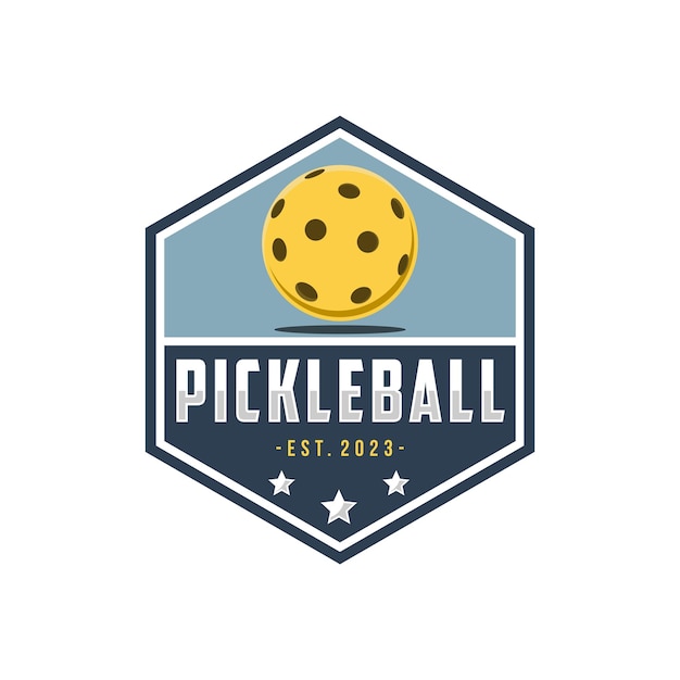 Pickleball logo emblema emblema esportes etiqueta vetor ilustração para um clube de pickleball