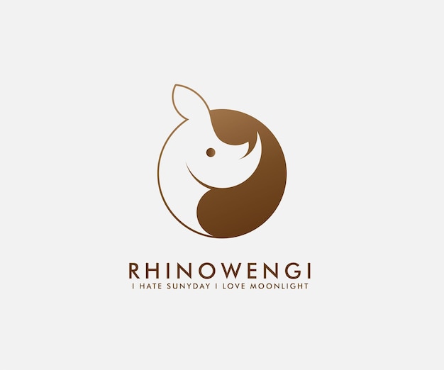 Vetor pictograma cabeça de rinoceronte isolado design de logotipo de cabeça de círculo