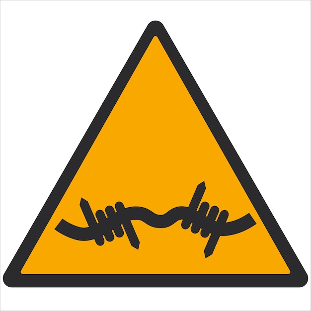 Vetor pictograma de advertência alambre farpado de advertência iso 7010 w033