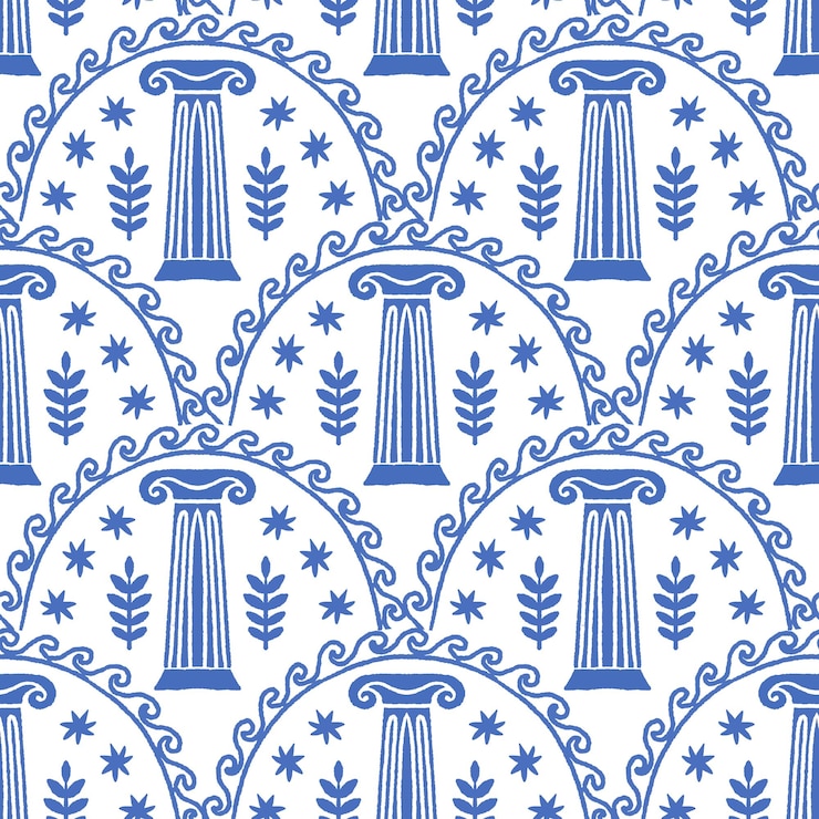 Vetor pilar azul estilo grego sem costura