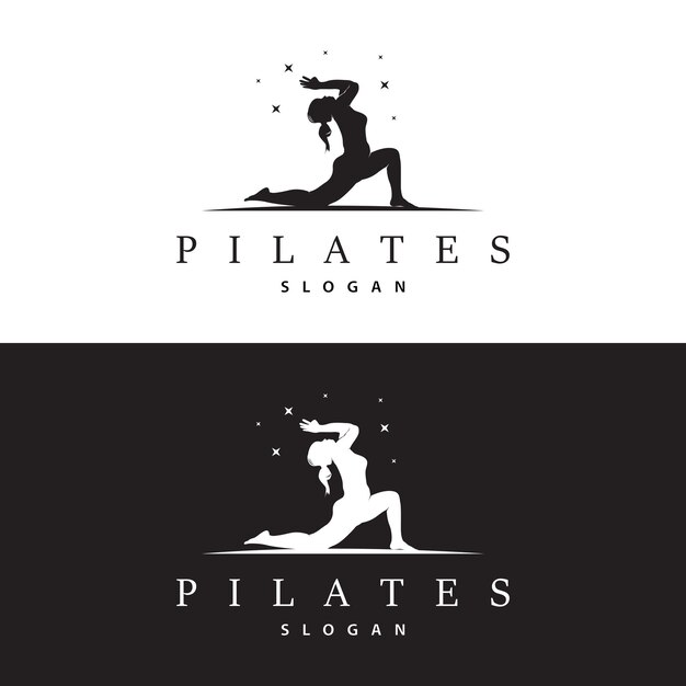 Pilates pose logo yoga logo design vector template ilustração