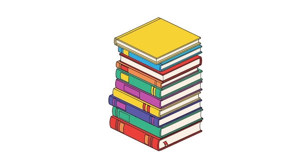 Pile of colorful books isometric view