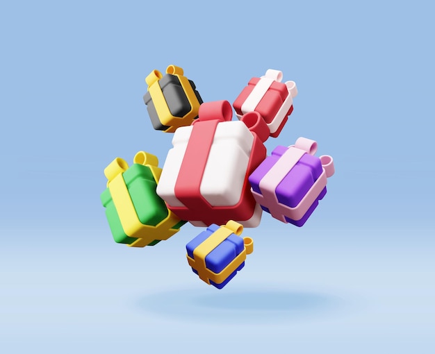 pilha de caixas de presentes 3D isolada