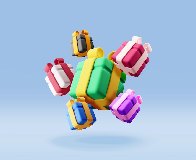 pilha de caixas de presentes 3D isolada