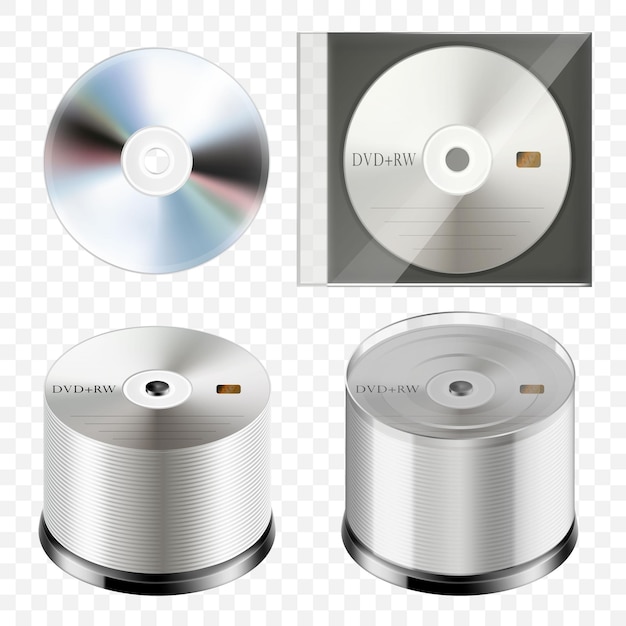 Vetor pilha de cds isolada em um fundo branco. pilha de cds, torre de disco compacto, muitos dvds, pilha de discos versáteis digitais. ilustração em vetor 3d realista