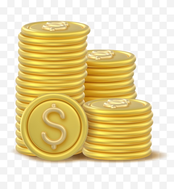 pilha de ícones de moedas de token 3D