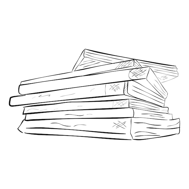 Pilha de livro simples mão desenhar esboço doodle