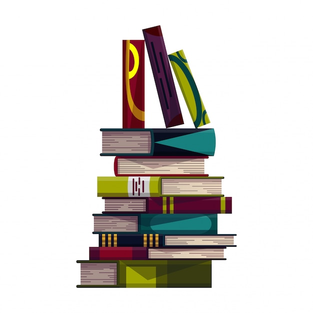 Pilha de livros coloridos em um branco