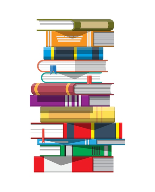 Pilha de livros. Leitura, educação, e-book, literatura, enciclopédia.