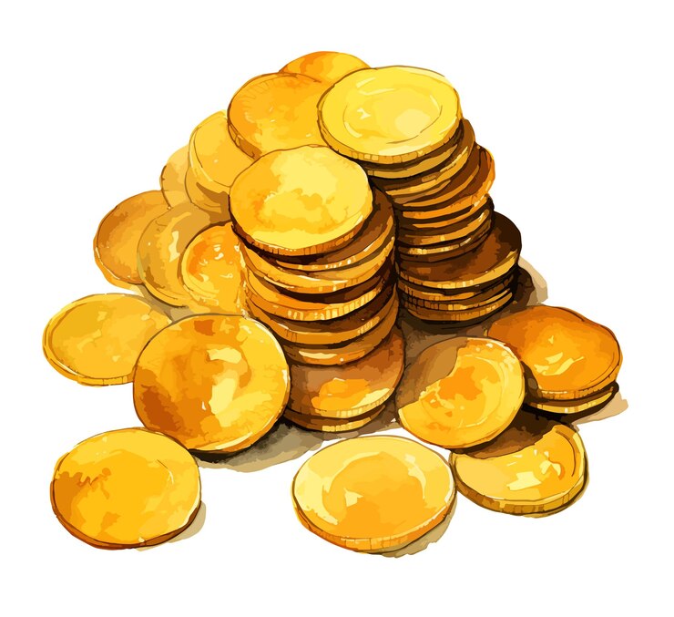Vetor pilha de moedas de ouro aquarela clipart vector