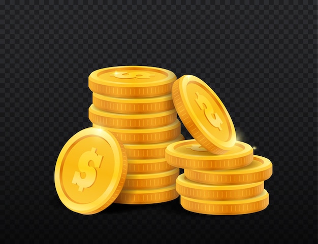 Vetor pilha de moedas de ouro