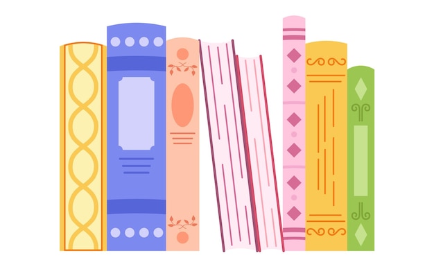 Pilha horizontal de livros com capas brilhantes isoladas em fundo branco Mão afoga livros coloridos