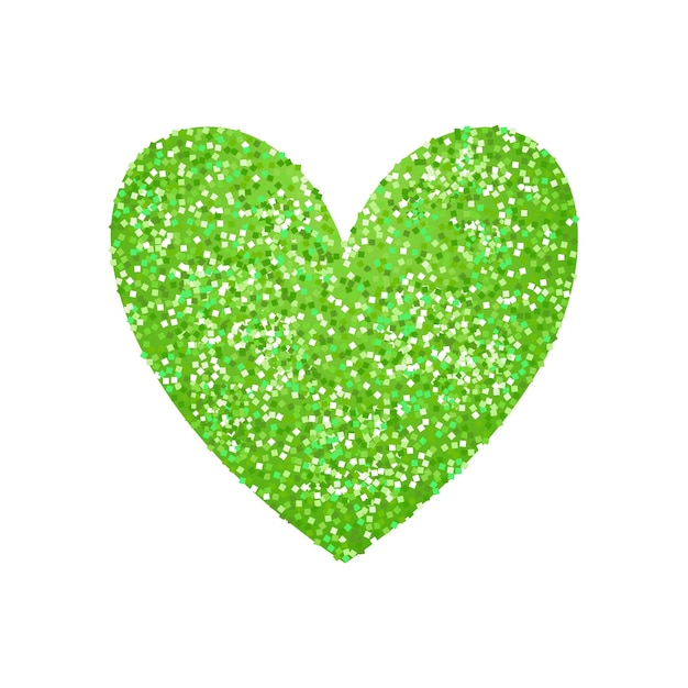 Vetor pilha vetorial de brilho em cor verde com forma de coração