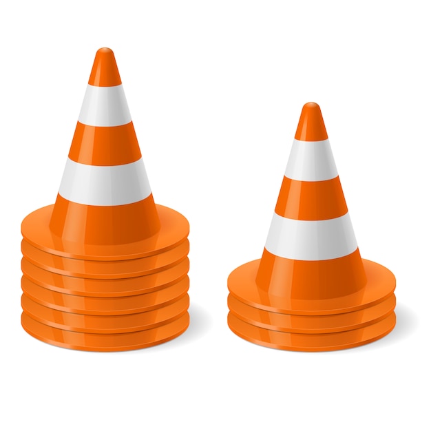 Pilhas de cones rodoviários