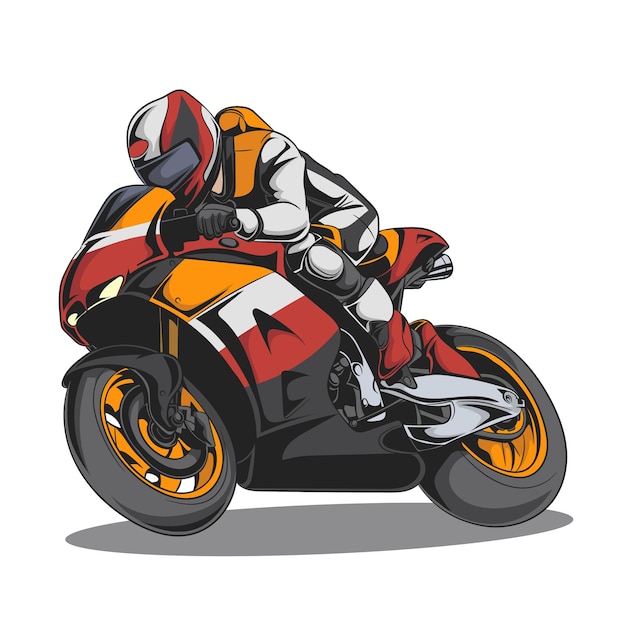 Ilustração piloto de moto de corrida de arrancada