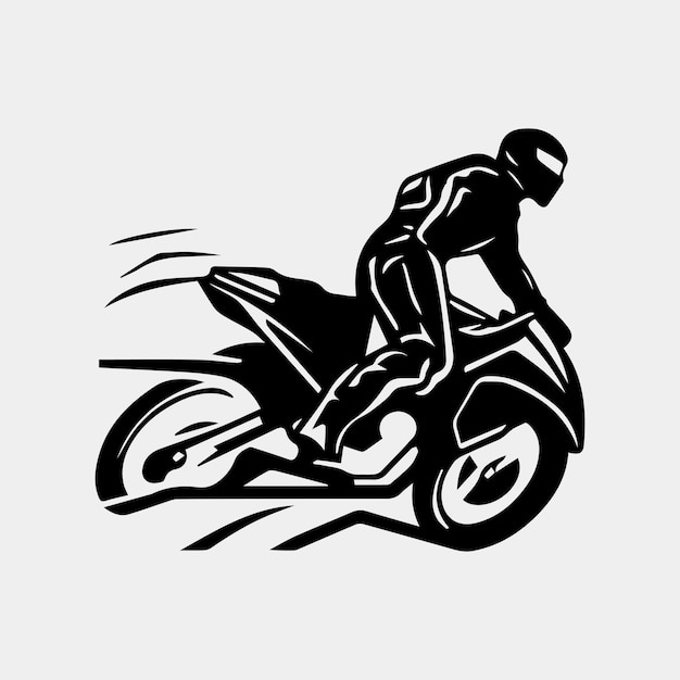 piloto de motocicleta Silhueta de vetor isolada em branco