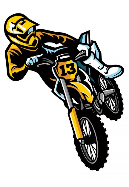 Motocross Piloto Realizando Um Salto Alto. Estilo Dos Desenhos Animados.  Ilustração Vetorial Conceitual Sobre Motocross Sport. Royalty Free SVG,  Cliparts, Vetores, e Ilustrações Stock. Image 77835381