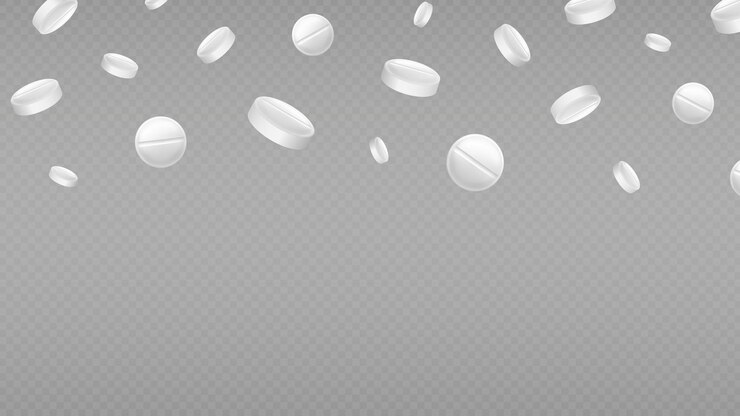 Vetor pílulas caindo drogas antibióticos ou aspirina bandeira cápsula de vitaminas fundo de farmácia com comprimidos