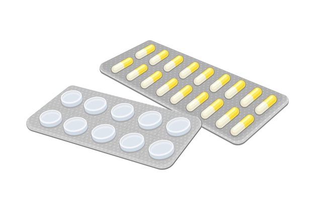 Vetor pílulas em blister como medicamento farmacêutico ou ilustração do vetor do medicamento