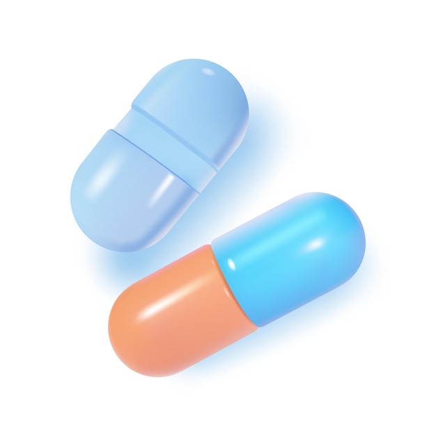 Vetor pílulas médicas mínimas de desenho animado 3d
