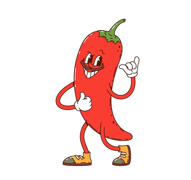 Pimenta vermelha groovy personagem vegetal