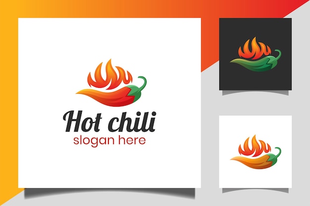 Pimentão quente com logotipo do restaurante queimar fogo. comida picante de estilo mexicano. para design de logotipo de empresas de alimentos picantes