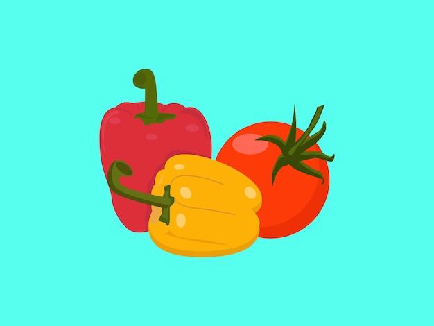 Vetor pimentão tomate legumes pimentão criativo tomates alimentos naturais
