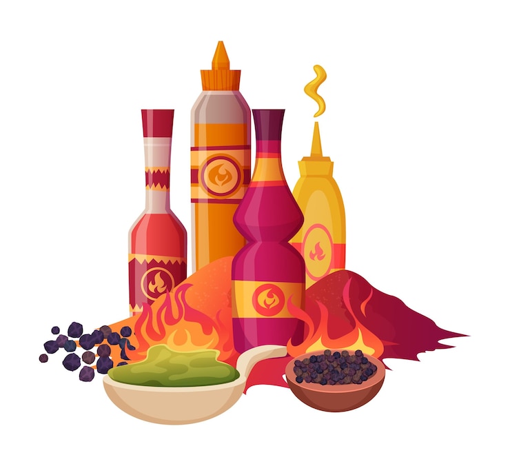 Vetor pimentas picantes desenho animado pimenta picante e especiarias imagem de conceito vetorial