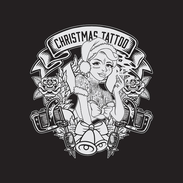 Pin up girl tatuagem vintage de natal