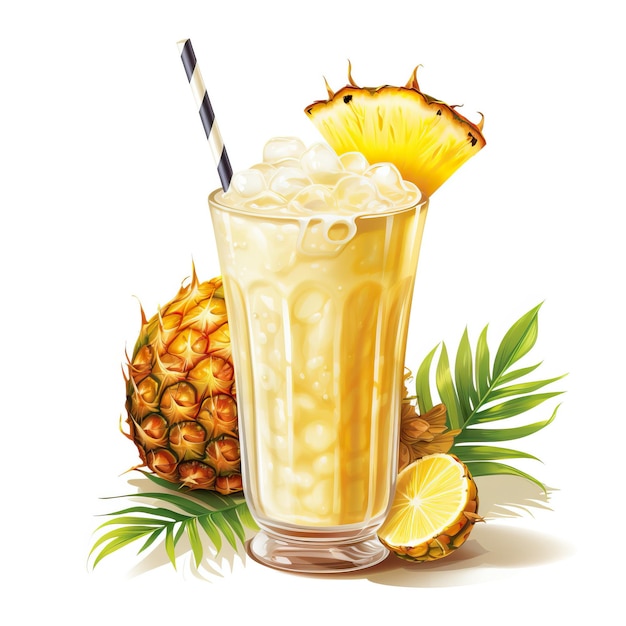 Pina colada vetor plano geométrico aquarela fundo branco é