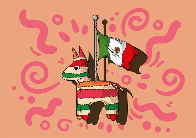 Pinata com bandeira mexicana