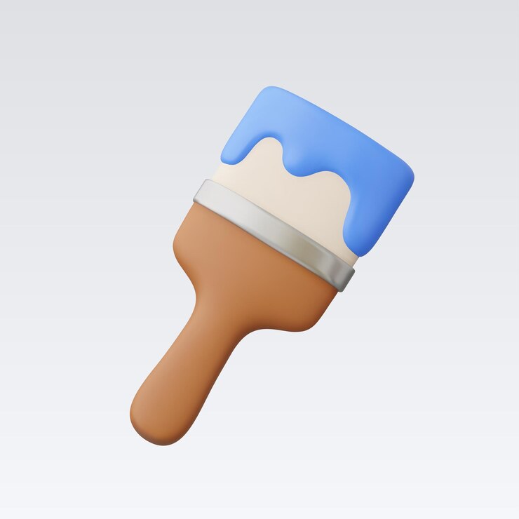 Vetor pincel 3d com pintura azul