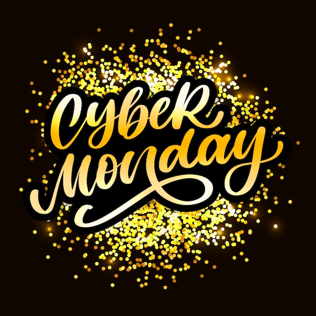 Pincel de caligrafia de letras da cyber monday