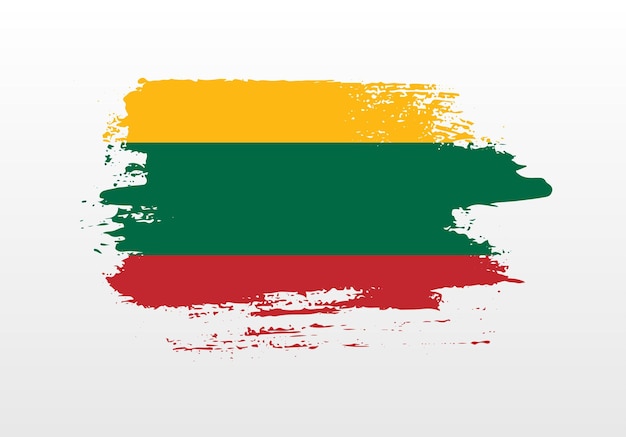 Pincel de estilo moderno pintou a bandeira da lituânia com fundo sólido