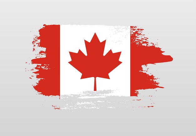 Pincel de estilo moderno pintou a bandeira do canadá com fundo sólido