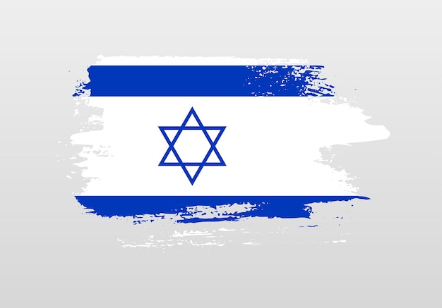 Pincel de estilo moderno pintou bandeira de israel com fundo sólido