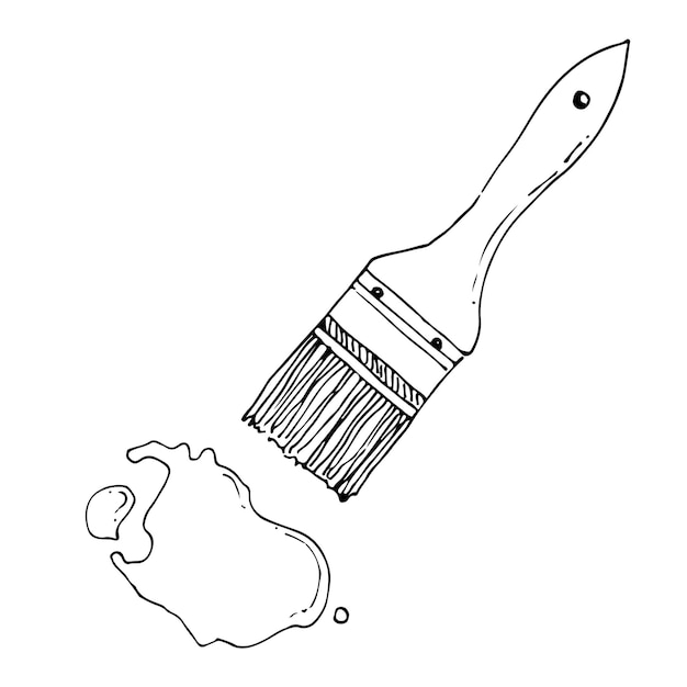 Vetor pincel e uma gota de ilustração vetorial de tinta desenhada à mão