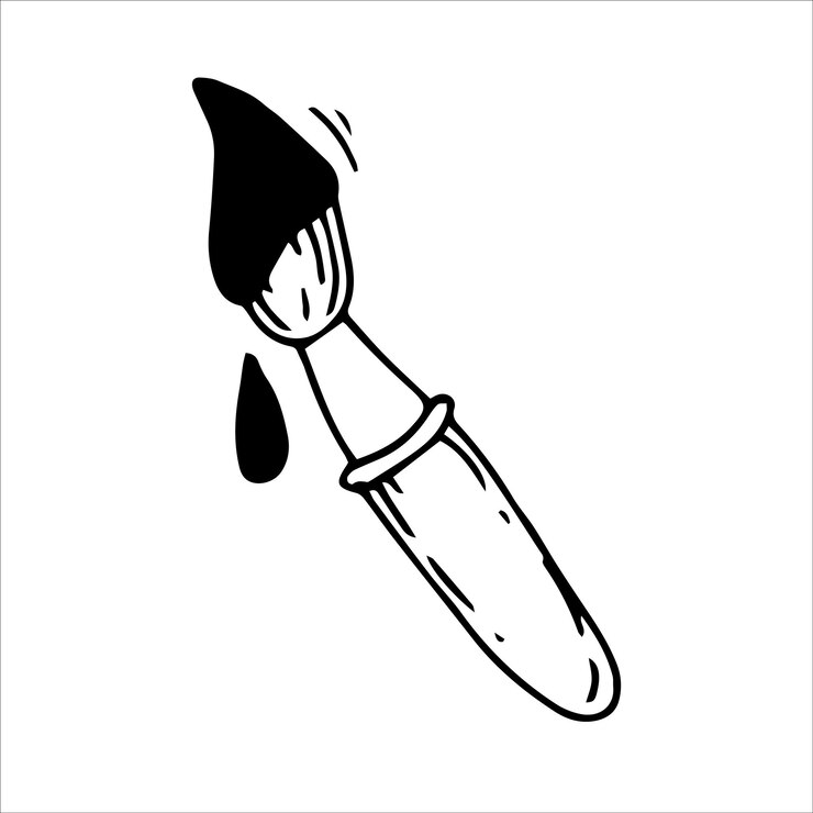 Vetor pincel em tinta desenho em preto e branco em estilo esboço gráfico vintage