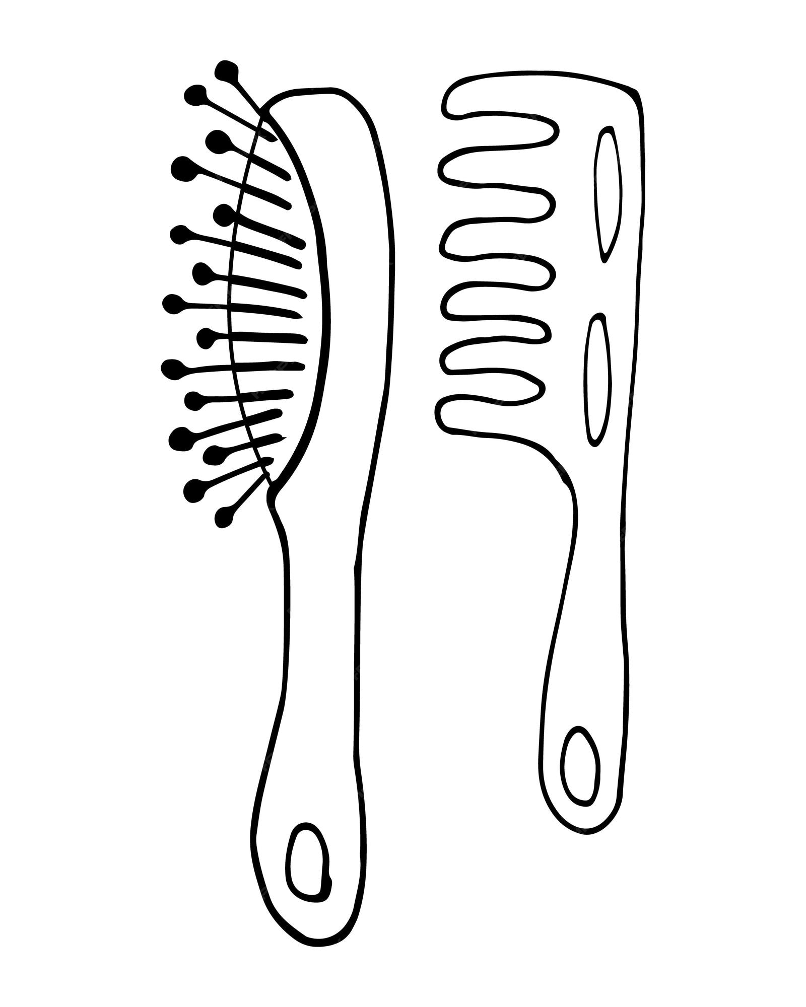 Pincel para colorir pente linha vector planilha educacional jogo de pintura