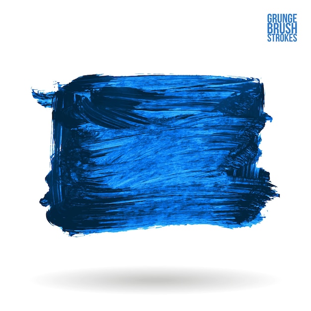 Pincelada azul e textura elemento abstrato pintado à mão do vetor grunge