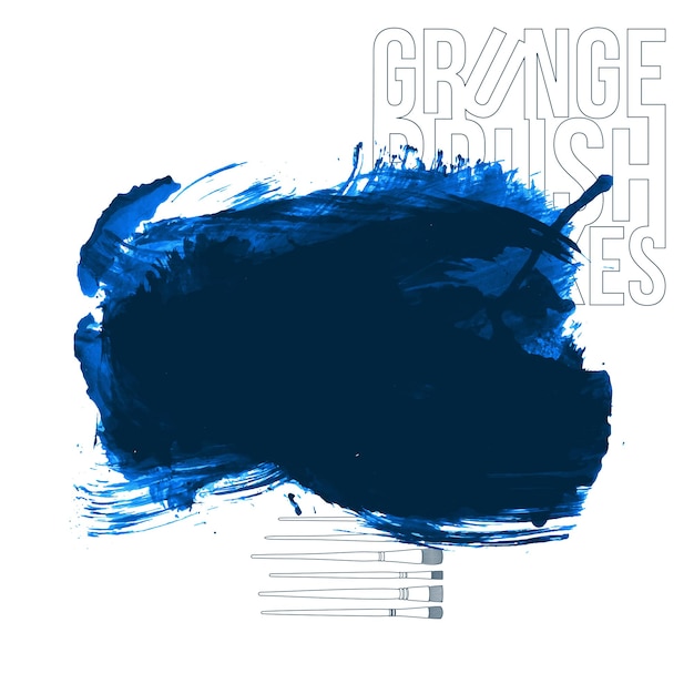 Pincelada azul e textura Elemento abstrato pintado à mão do vetor grunge