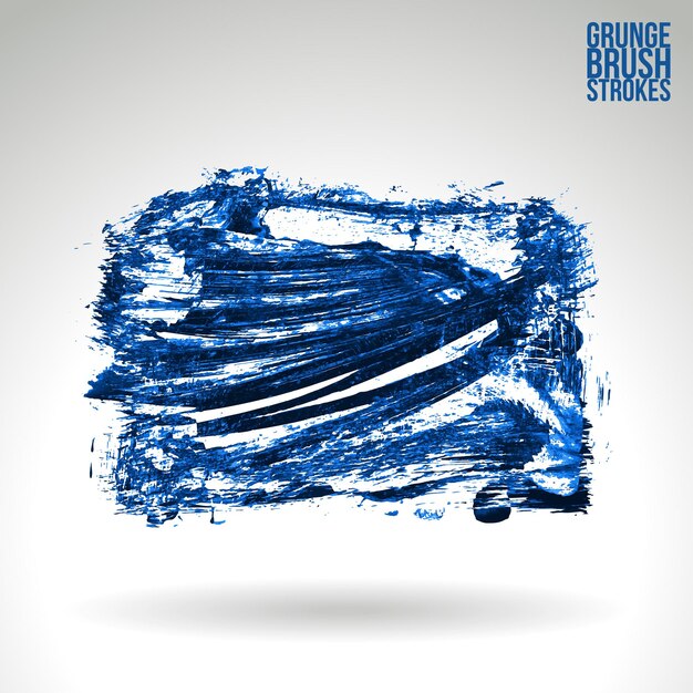 Pincelada azul e textura elemento abstrato pintado à mão do vetor grunge