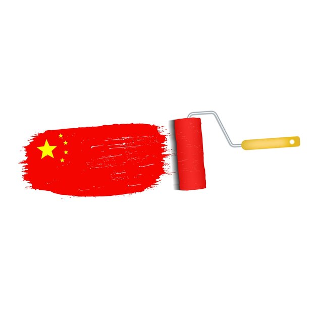 Pincelada com a bandeira nacional da china isolada em uma ilustração vetorial de fundo branco