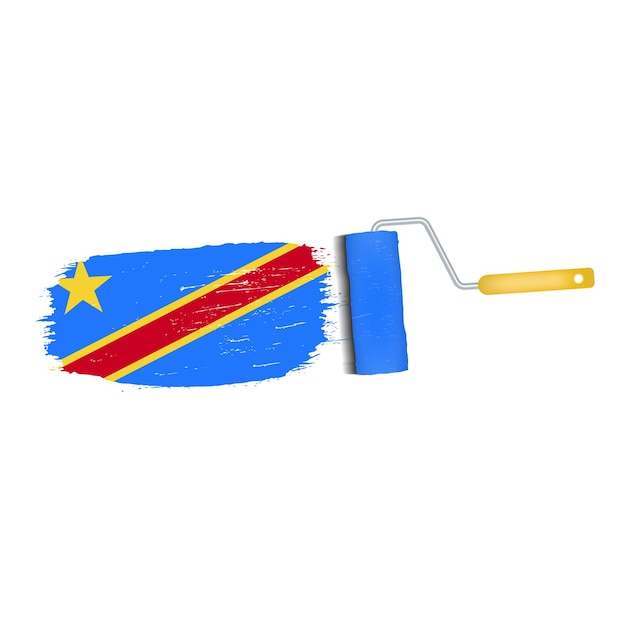 Vetor pincelada com a bandeira nacional da república democrática do congo isolada em um fundo branco
