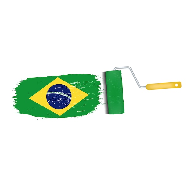 Pincelada com a bandeira nacional do Brasil isolada em uma ilustração vetorial de fundo branco